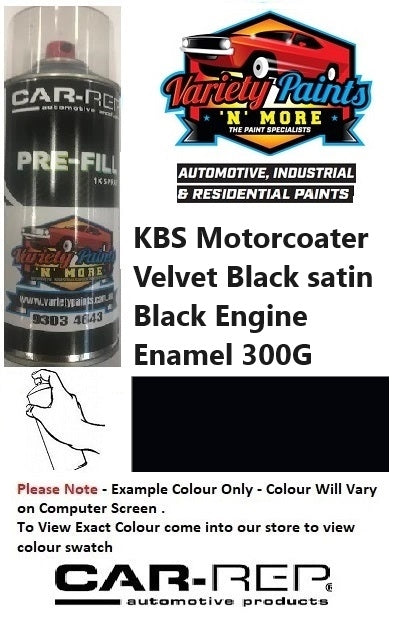 KBS Motorcoater Velvet Black satin Black Engine Enamel 300G **SEE NOTES