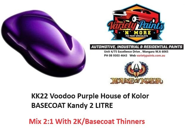 KK22 Voodoo Purple Kandy House of Kolor BASECOAT 2 LITRE