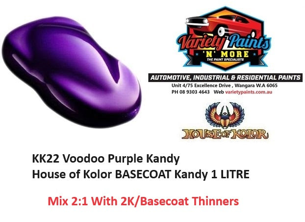 KK22 Voodoo Purple Kandy House of Kolor BASECOAT 1 LITRE
