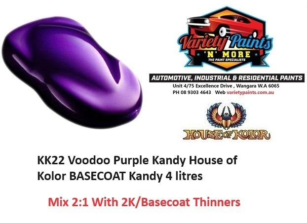 KK22 Voodoo Purple Kandy House of Kolor BASECOAT 4 LITRE