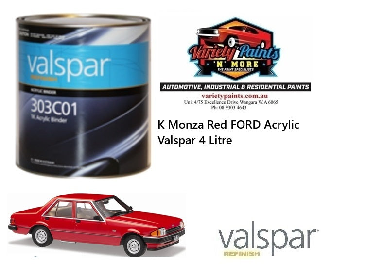 K Monza Red FORD Acrylic Valspar 4 Litre