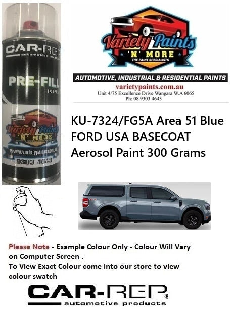 KU-7324/FG5A Area 51 Blue FORD USA BASECOAT Aerosol Paint 300 Grams
