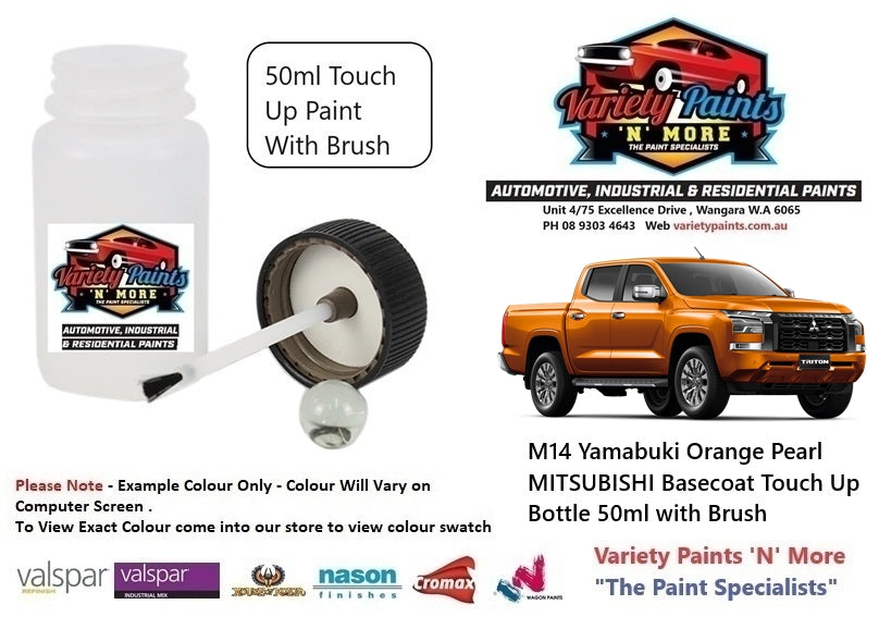 M14 Yamabuki Orange Pearl MITSUBISHI Basecoat Touch Up Bottle 50ml with Brush