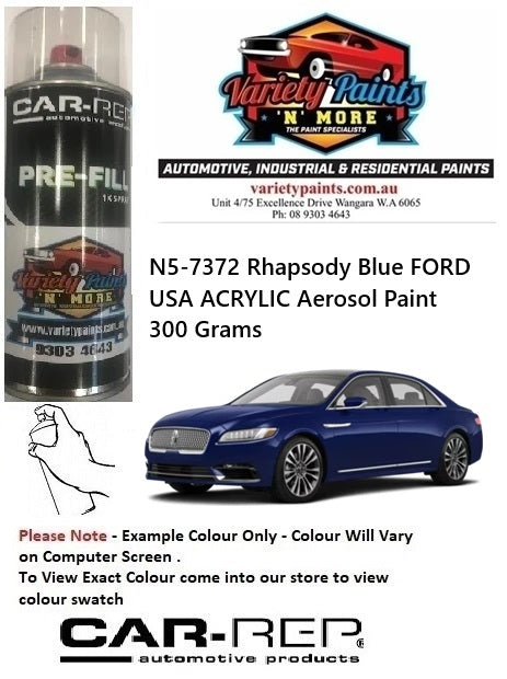 N5-7372 Rhapsody Blue FORD USA ACRYLIC Aerosol Paint 300 Grams