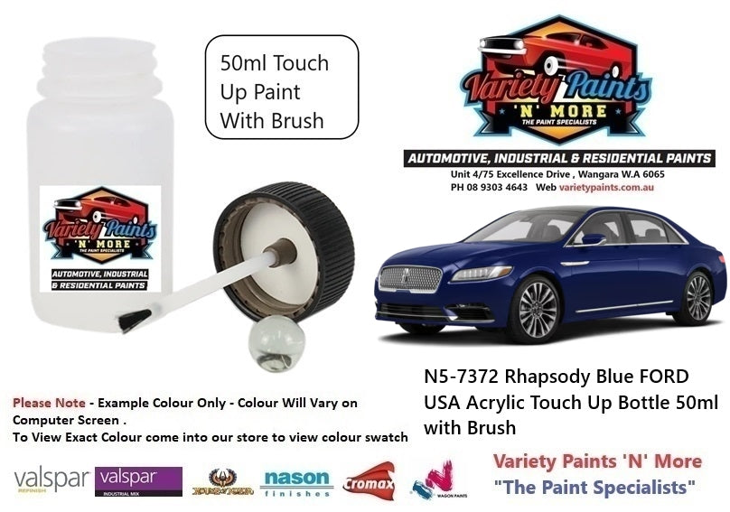 N5-7372 Rhapsody Blue FORD USA Acrylic Touch Up Bottle 50ml with Brush