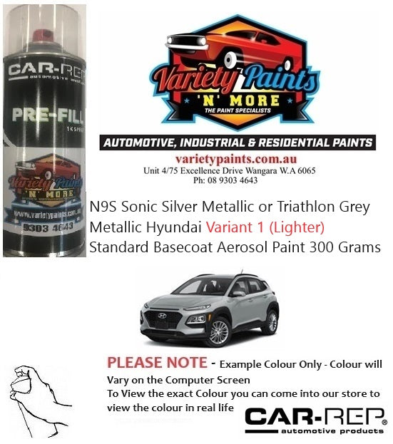 N9S-1 Sonic Silver Metallic or Triathlon Grey Metallic Hyundai Variant 1 (Lighter) Basecoat