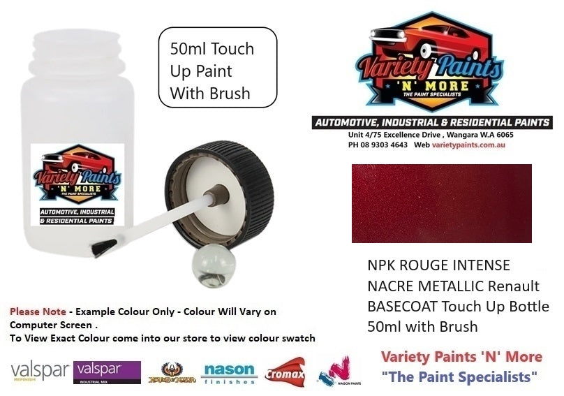 NPK ROUGE INTENSE NACRE METALLIC Renault BASECOAT Touch Up Bottle 50ml with Brush
