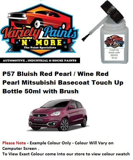 P57 Bluish Red Pearl / Wine Red Pearl Mitsubishi Basecoat Touch Up Bottle 50ml with Brush