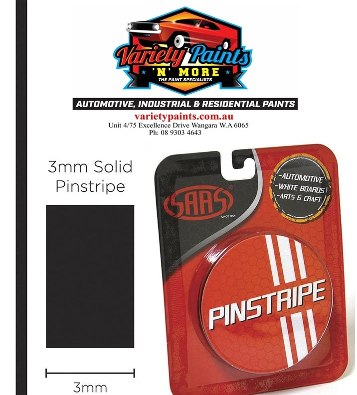 SAAS 1101 Pinstripe BLACK 3MM X 10 Metres