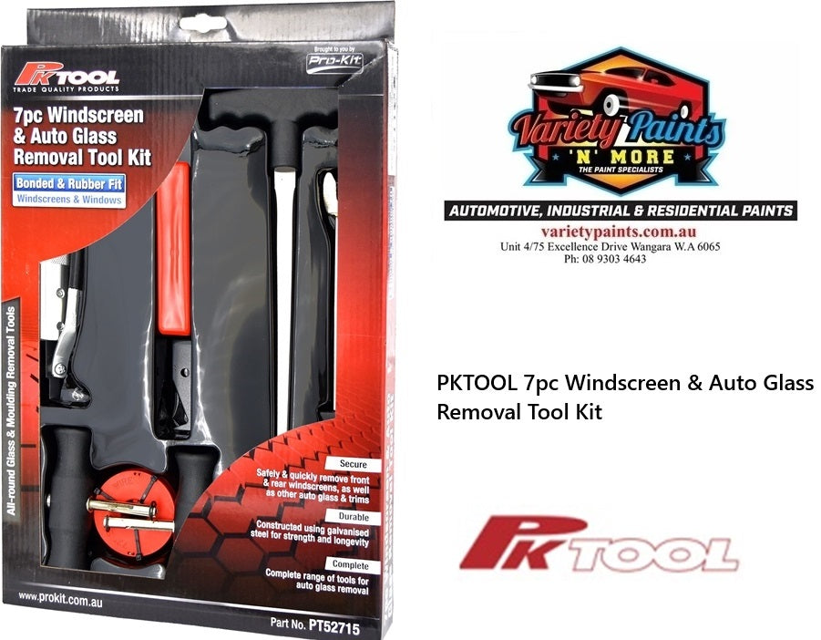 PKTOOL 7pc Windscreen & Auto Glass Removal Tool Kit