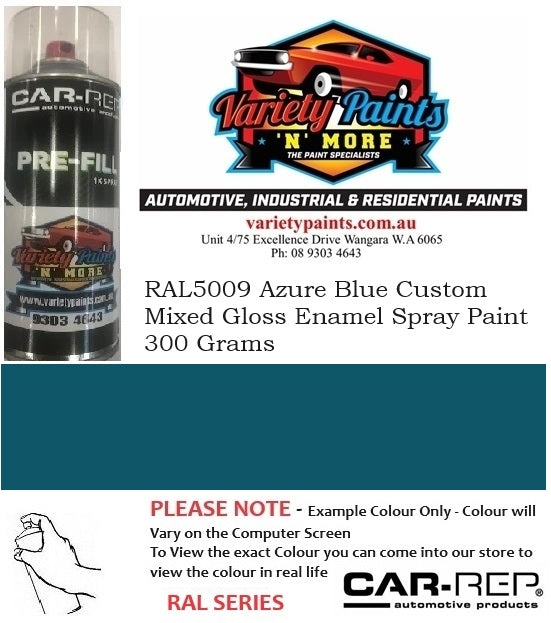 RAL5009 Azure Blue Custom Mixed Gloss Enamel Spray Paint 300 Grams