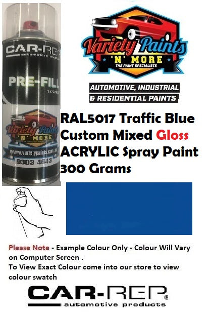 RAL5017 Traffic Blue Custom Mixed Gloss ACRYLIC Spray Paint 300 Grams