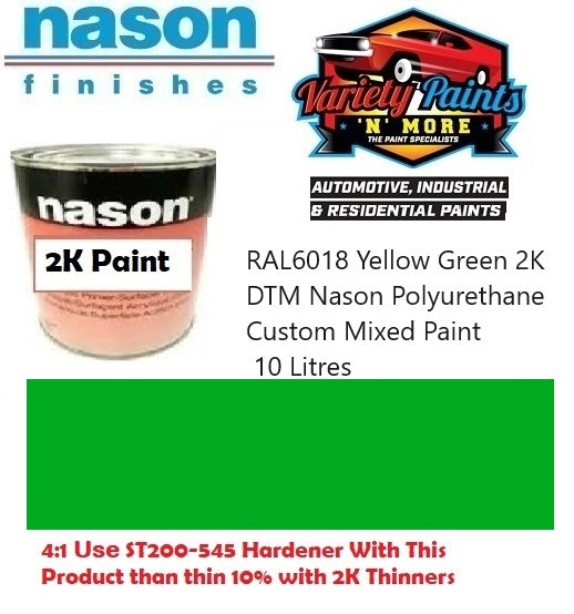 RAL6018 Yellow Green 2K DTM Nason Polyurethane Custom Mixed Paint 10 L