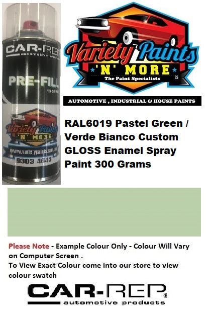 RAL6019 Pastel Green / Verde Bianco Custom GLOSS Enamel Spray Paint 300 Grams 1IS 96A