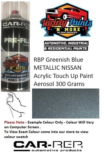 RBP Greenish Blue METALLIC NISSAN Acrylic Touch Up Paint Aerosol 300 Grams