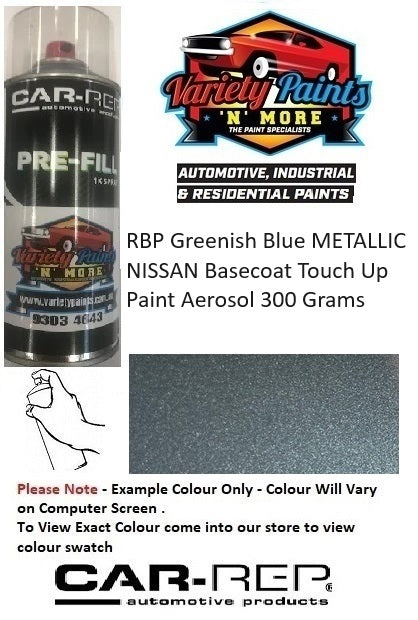 RBP Greenish Blue METALLIC NISSAN BASECOAT Touch Up Paint Aerosol 300 Grams
