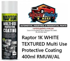 Raptor 1K WHITE TEXTURED Multi Use Protective Coating 400ml RMUW/AL