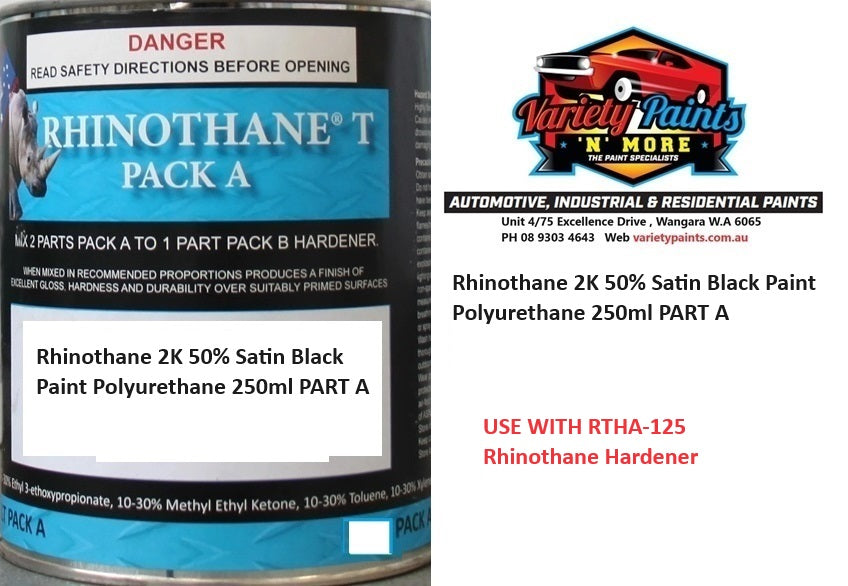 Rhinothane 2K 50% Satin Black Paint Polyurethane 250ml PART A