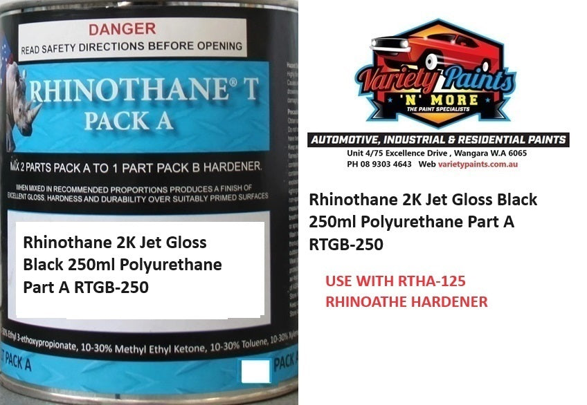 Rhinothane 2K Jet Gloss Black 250ml Polyurethane Part A RTGB-250
