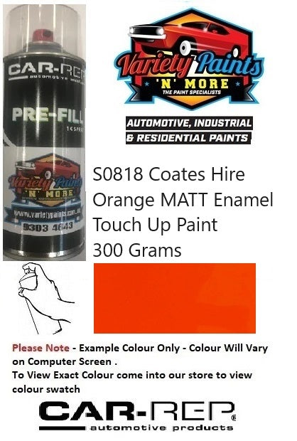 S0818 Coates Hire Orange MATT Enamel Touch Up Paint 300 Grams