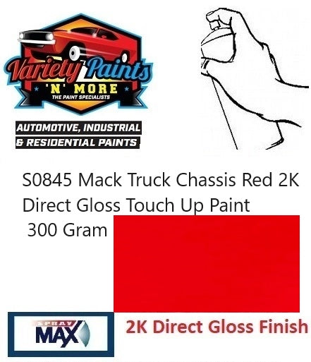 S0845 Mack Truck Chassis Red 2K Direct Gloss Touch Up Paint 300 Gram