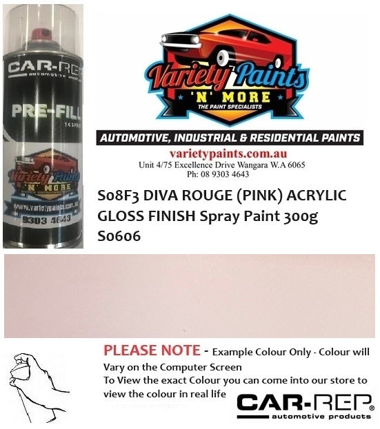 S08F3 DIVA ROUGE (PINK) ACRYLIC GLOSS FINISH Spray Paint 300g S0606