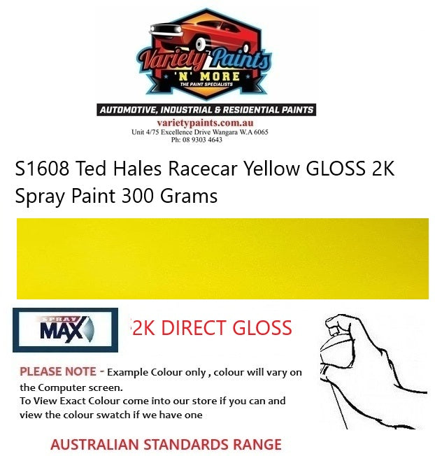 S1608 Ted Hales Racecar Yellow GLOSS 2K Spray Paint 300 Grams