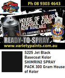 S225 Jet Black Basecoat Kolor SHIMRIN2 SPRAY PACK 300 Gram House of Kolor