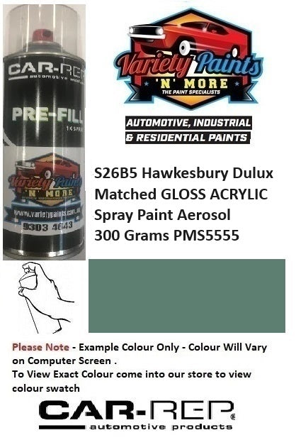 S26B5 Hawkesbury Dulux Matched GLOSS ACRYLIC Spray Paint Aerosol 300 Grams PMS5555