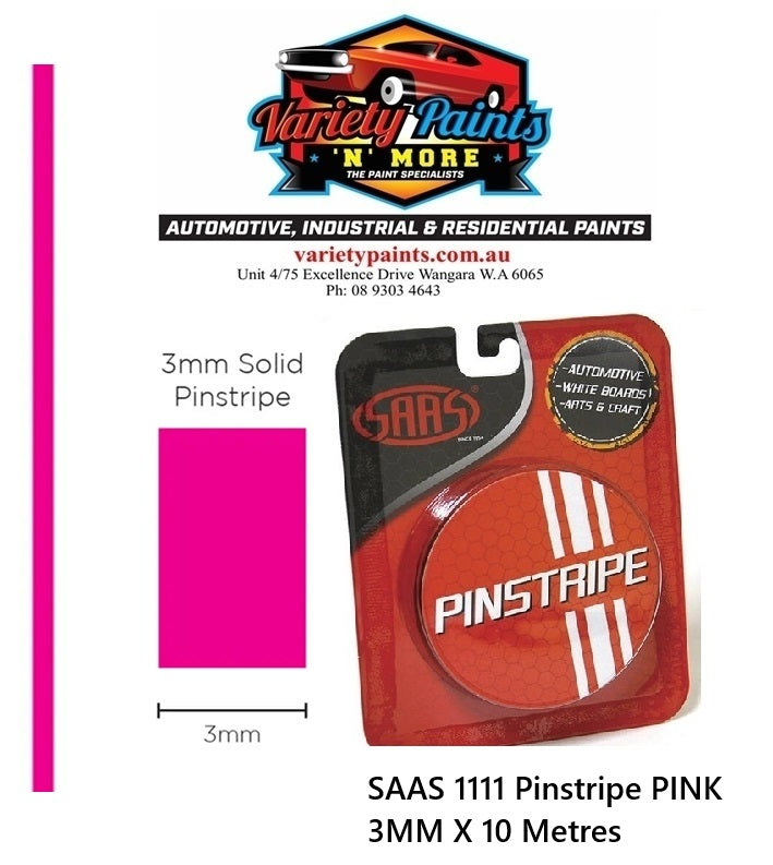 SAAS 1111 Pinstripe PINK 3MM X 10 Metres