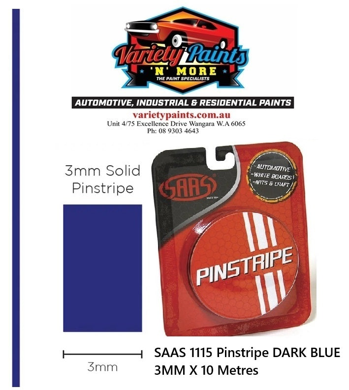 SAAS 1115 Pinstripe DARK BLUE 3MM X 10 Metres