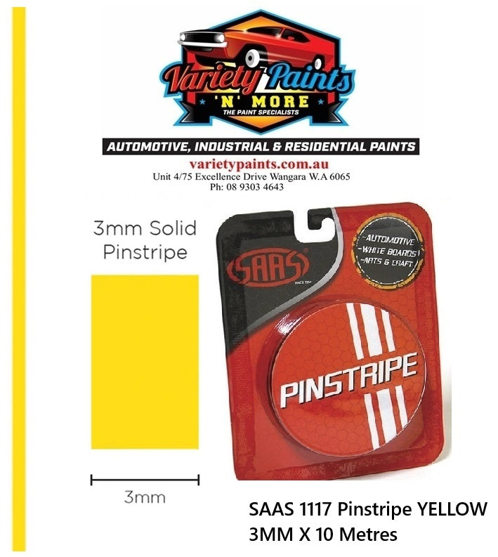 SAAS 1117 Pinstripe YELLOW 3MM X 10 Metres