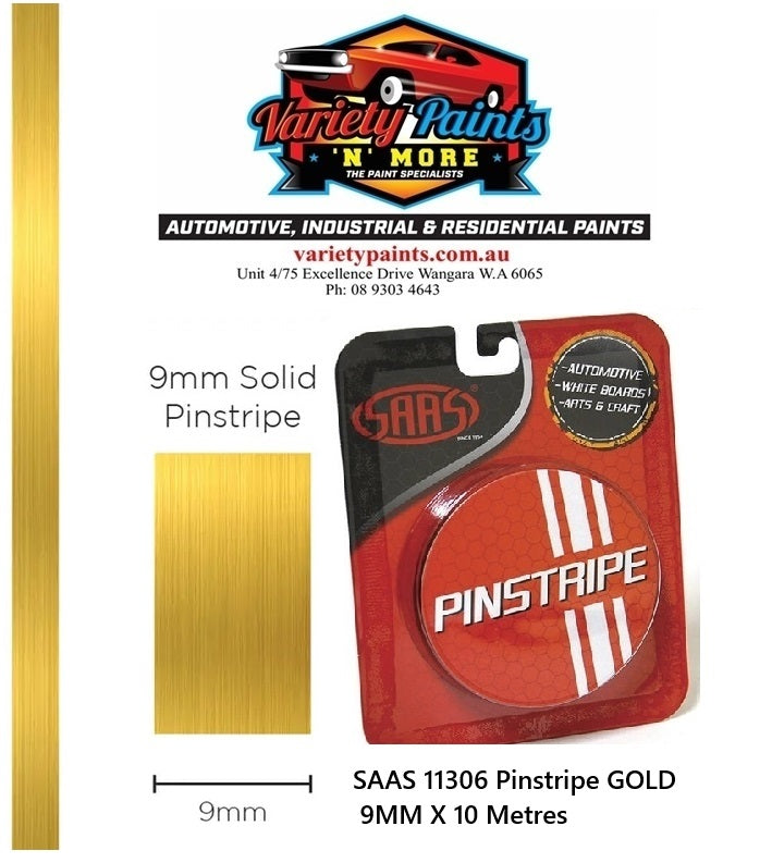 SAAS 11306 Pinstripe GOLD 9MM X 10 Metres