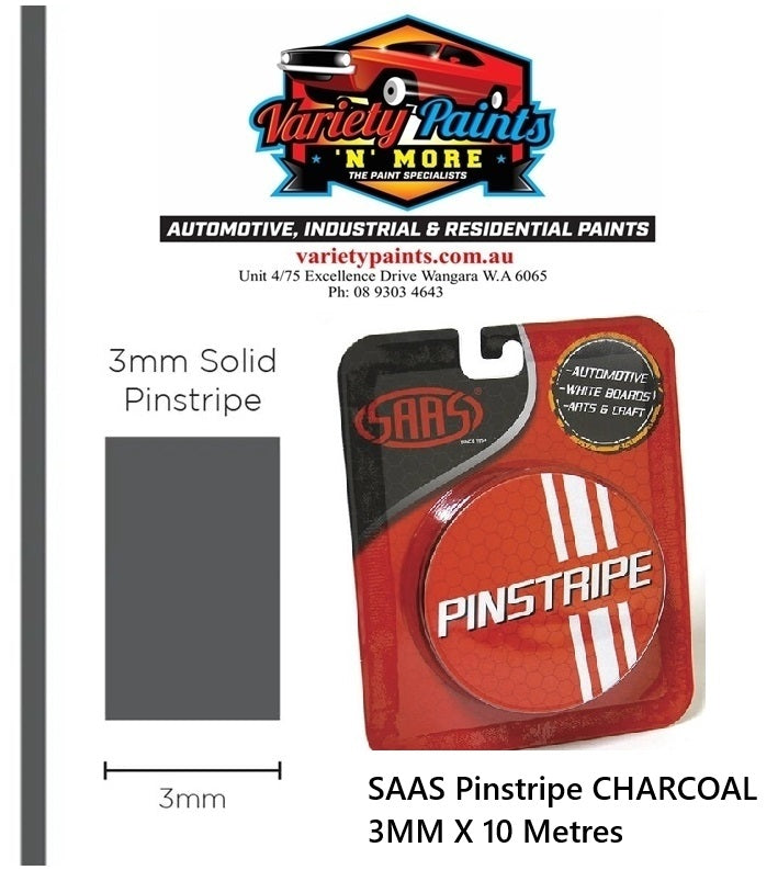 SAAS 1108 Pinstripe CHARCOAL 3MM X 10 Metres