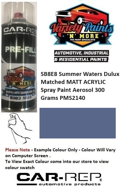 SB8E8 Summer Waters Dulux Matched MATT ACRYLIC Spray Paint Aerosol 300 Grams PMS2140