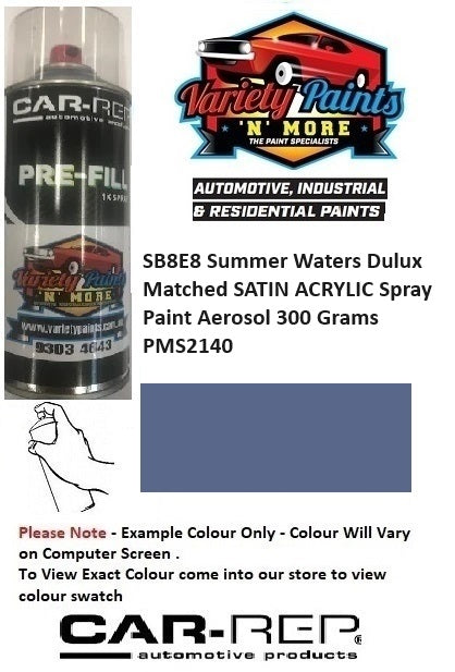 SB8E8 Summer Waters Dulux Matched SATIN ACRYLIC Spray Paint Aerosol 300 Grams PMS2140