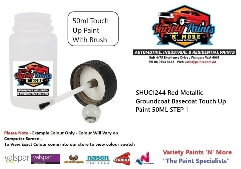 SHUC1244 Red Metallic Groundcoat Basecoat Touch Up Paint 50ML STEP 1