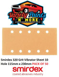 Smirdex 320 Grit Vibrator Sheet 10 Hole 115mm x 230mm PACK OF 50