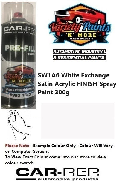 SW1A6 White Exchange Satin Acrylic FINISH Spray Paint 300g S5113
