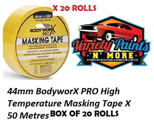 44mm BodyworX PRO High Temperature Masking Tape X 50 Metres BOX OF 20 ROLLS