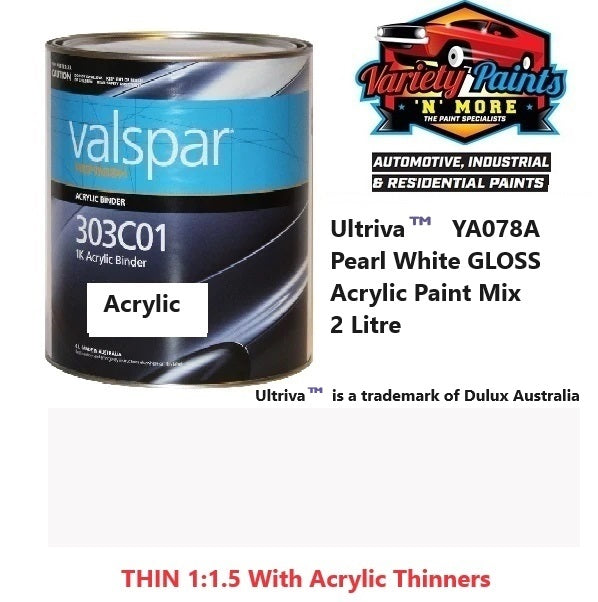 Ultriva™  YA078A Pearl White GLOSS Acrylic Paint Mix 303 2 Litre