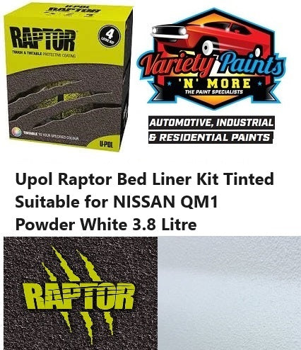 Upol Raptor Bed Liner Kit Tinted Suitable for NISSAN QM1 Powder White 3.8 Litre