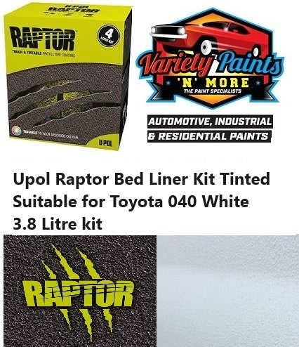 Upol Raptor Bed Liner Kit Tinted Suitable for Toyota 040 White 3.8 Litre