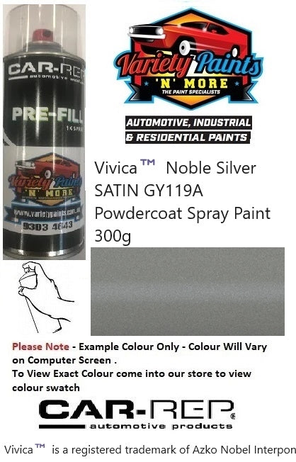Vivica™ Noble Silver SATIN GY119A Powdercoat Spray Paint 300g 3IS 12A