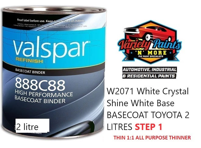 W2071 White Crystal Shine White Base BASECOAT TOYOTA 2 LITRES STEP 1
