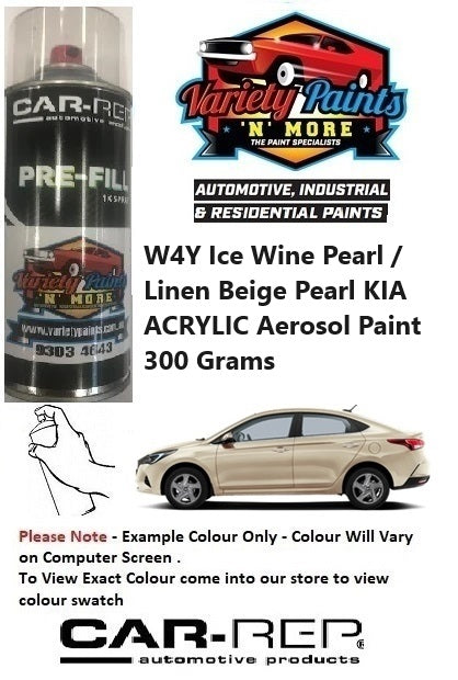 W4Y Ice Wine Pearl / Linen Beige Pearl KIA ACRYLIC Aerosol Paint 300 Grams