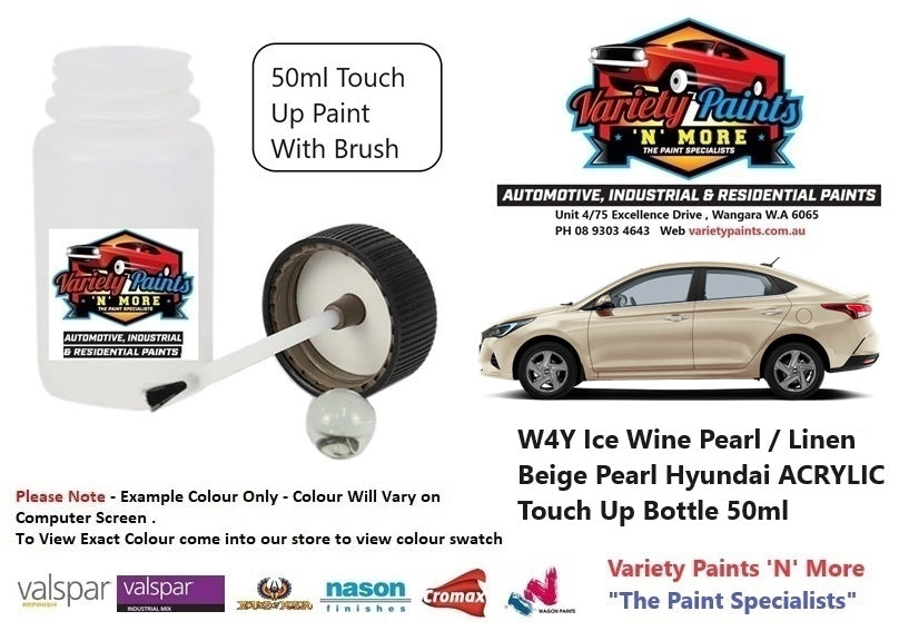 W4Y Ice Wine Pearl / Linen Beige Pearl Hyundai ACRYLIC Touch Up Bottle 50ml