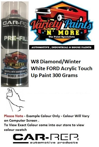 W8 Diamond/Winter White FORD Acrylic Touch Up Paint 300 Grams