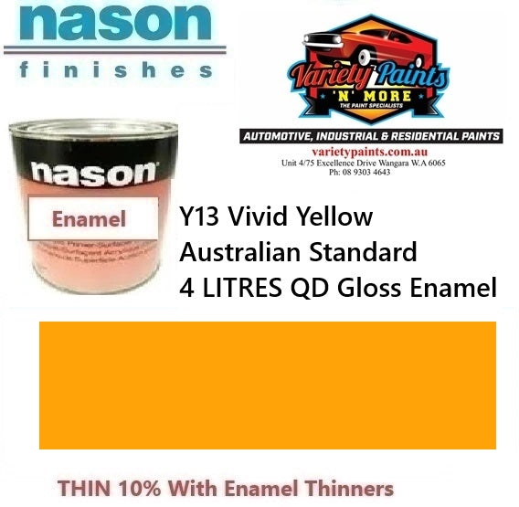 Y13 Vivid Yellow Australian Standard 4 LITRES Industrial Enamel