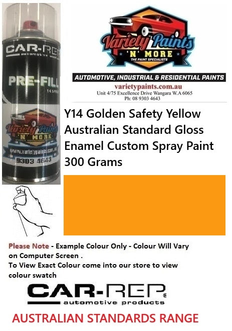 Y14 Golden Safety Yellow Australian Standard WAGON Gloss Enamel Aerosol Paint 300 Grams